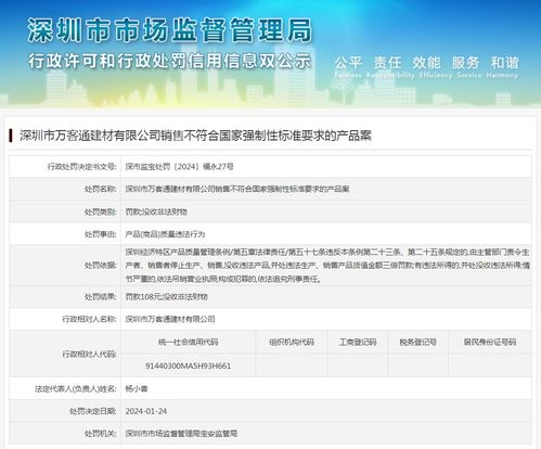 深圳市万客通建材有限公司销售不符合国家强制性标准要求的产品案